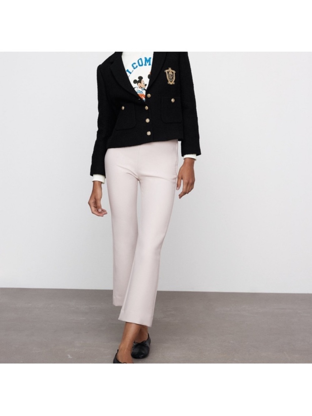 ZARA THE MINI CROPPED FLARED LEGGINGS Size M NWT